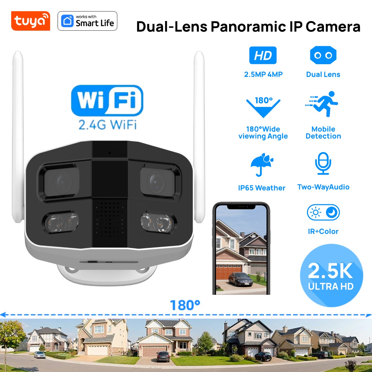 Home Security Camera Xiaomi - Tuya Smart 4MP 2.5K Çift Lensli