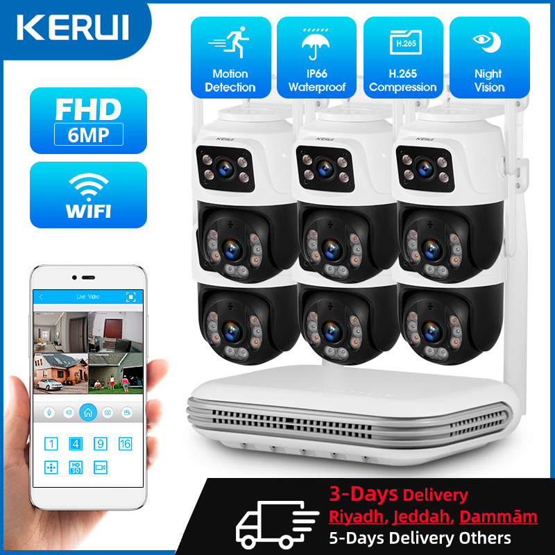 Home Security Video Cameras - KERUI Su Geçirmez 6MP HD Kablosuz