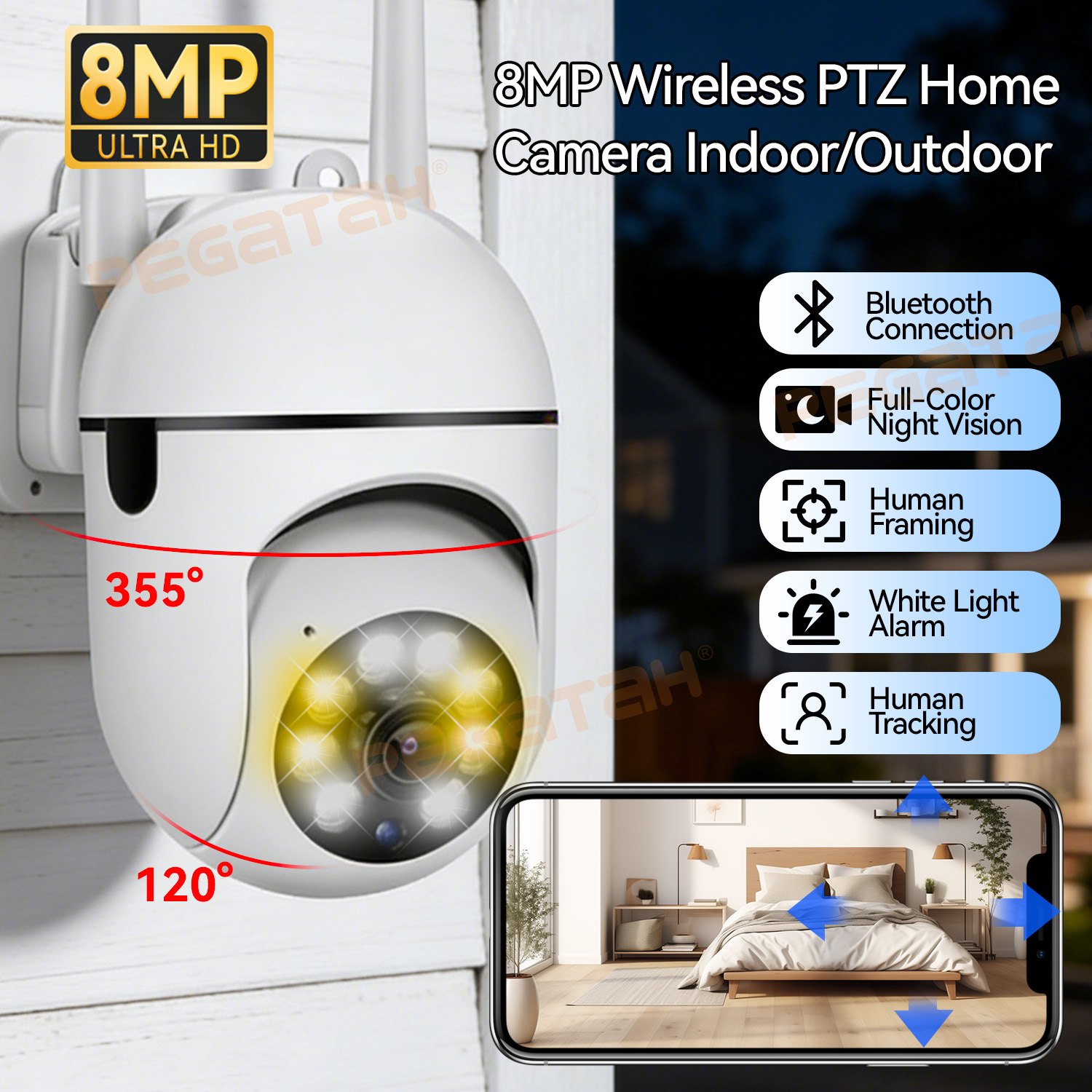 8MP 2.4G Wifi IP CCTV Kamera R - Home Security Lights Outdoors incelemesi ve fiyatı